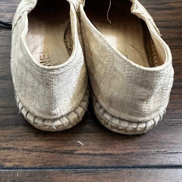 Chanel Beige Canvas Logo Espadrilles Flats Size EU 38 - Picture 3 of 9
